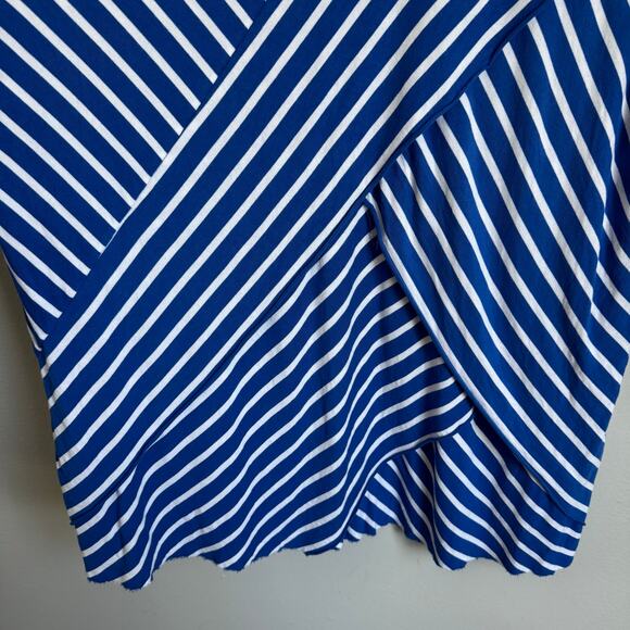 Chico's Tunic Top Size 3 XL US Size 16 Royal Blue White Striped V-Neck - Picture 5 of 15